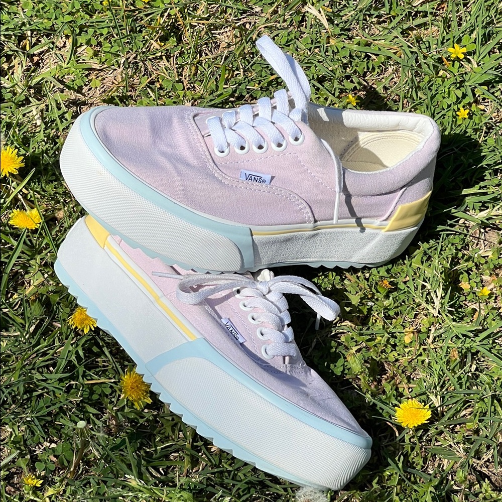Vans Women's Lavender and Yellow Sneakers